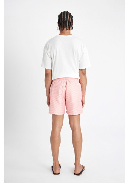 Desenli File Astarlı Kısa Boy Deniz Şortu B7442AX24HS