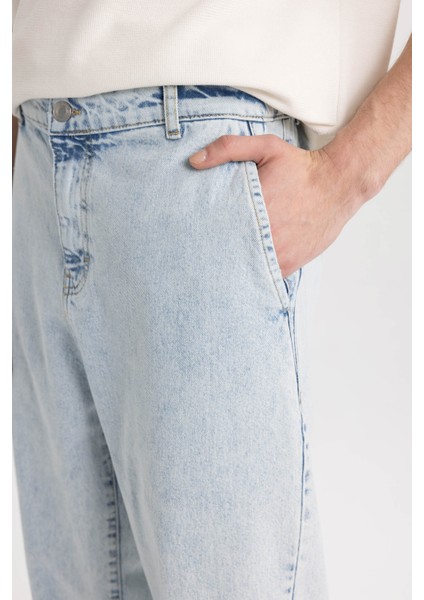 %100 Pamuk Relaxed Slouchy Fit Rahat Kesim Havuç Kalıp Normal Bel Daralan Paça Jean Pantolon B8321AX24SM indirimleri