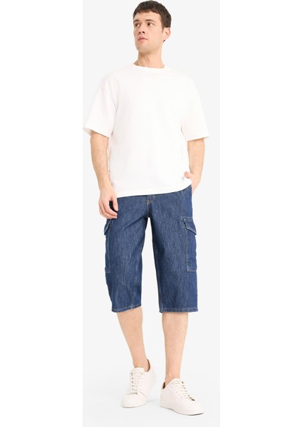 %100 Pamuk Hafif Kumaş Regular Fit Jean Uzun Bermuda Şort F4222AX25SM fiyatları
