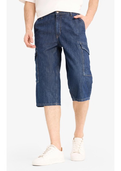 %100 Pamuk Hafif Kumaş Regular Fit Jean Uzun Bermuda Şort F4222AX25SM indirimleri