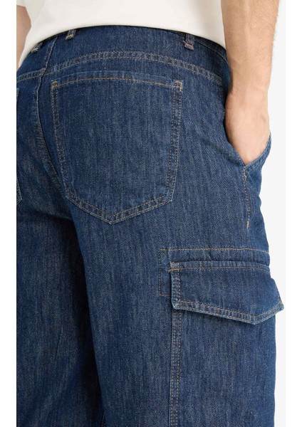 %100 Pamuk Hafif Kumaş Regular Fit Jean Uzun Bermuda Şort F4222AX25SM
