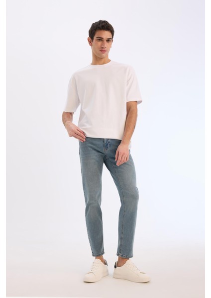 Slim Tapered Fit Dar Kalıp Normal Bel Daralan Paça Jean Pantolon E7108AX25SP modelleri