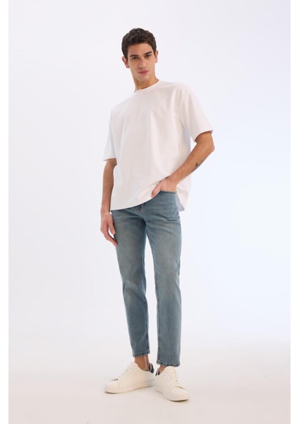 Slim Tapered Fit Dar Kalıp Normal Bel Daralan Paça Jean Pantolon E7108AX25SP fırsatları