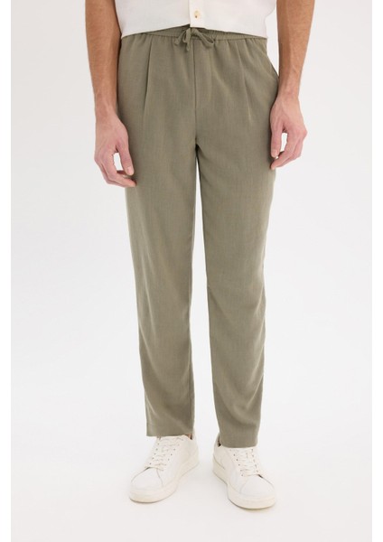Relax Fit Rahat Kesim Kısa Paça Keten Görünümlü Yazlık Kumaş Pantolon E4790AX25SM indirimleri