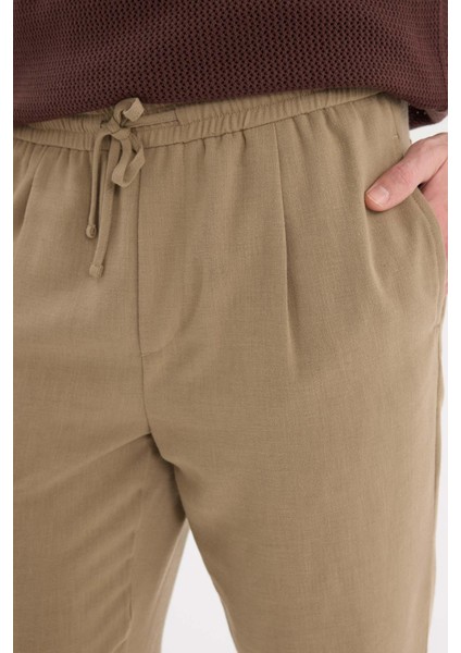 Relax Fit Rahat Kesim Kısa Paça Keten Görünümlü Yazlık Kumaş Pantolon E4790AX25SM indirimleri
