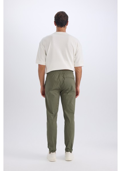 %100 Pamuk Yazlık Jogger Chino Pantolon Beli Bağcıklı Cepli Düz Paça Z9933AZ25SP
