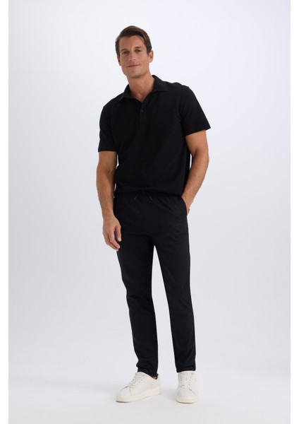 %100 Pamuk Yazlık Jogger Chino Pantolon Beli Bağcıklı Cepli Düz Paça Z9933AZ25SP