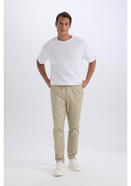 %100 Pamuk Yazlık Jogger Chino Pantolon Beli Bağcıklı Cepli Düz Paça Z9933AZ25SP