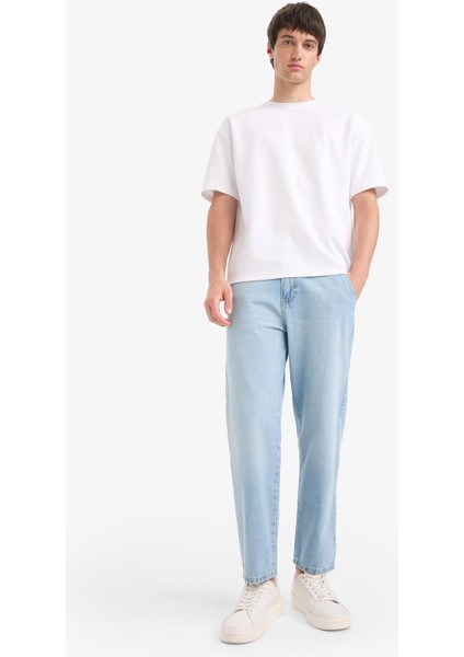 %100 Pamuk Relax Fit Geniş Paça Jean Kar Yıkamalı Pantolon E1376AX25SM fiyatları