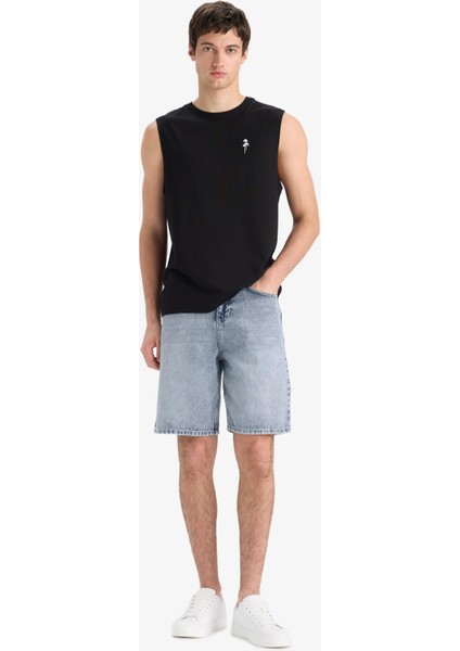 %100 Pamuk Straight Fit Jean Bermuda Şort F5540AX25SM modelleri