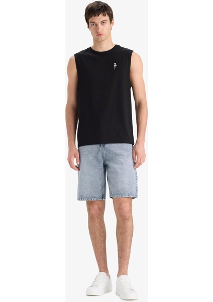 %100 Pamuk Straight Fit Jean Bermuda Şort F5540AX25SM indirimleri