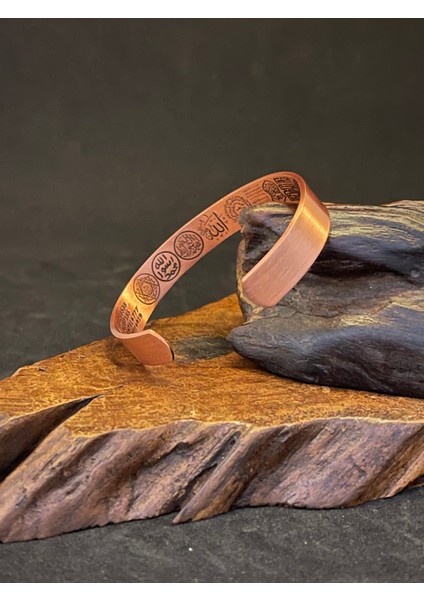 %100 Saf Bakır Zırh Dualı Şans Rakamlı Koruma Tılsımlı Bakır Bileklik Koruyucu Bakır Kelepçe