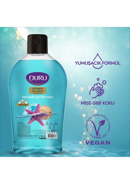 Organik Zeytinyağlı Okyanus Sıvı Sabun 1,5+1,5+500ml fırsatları