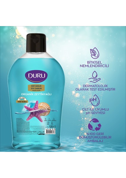 Organik Zeytinyağlı Okyanus Sıvı Sabun 1,5+1,5+500ml indirimleri