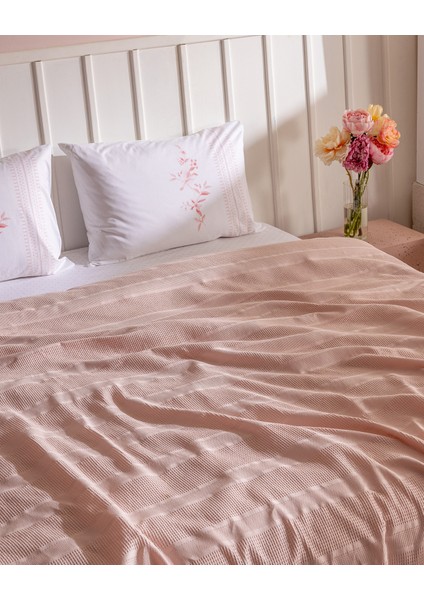 Mathilda Tek Kişilik %100 Pamuk Karde Düz Pike Takımı - Pudra fiyatları