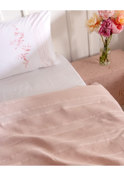 Mathilda Tek Kişilik %100 Pamuk Karde Düz Pike Takımı - Pudra modelleri