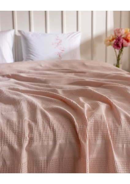 Mathilda Tek Kişilik %100 Pamuk Karde Düz Pike Takımı - Pudra fırsatları