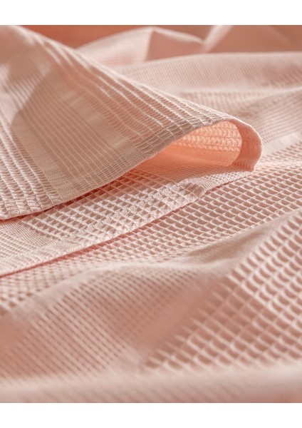 Mathilda Tek Kişilik %100 Pamuk Karde Düz Pike Takımı - Pudra