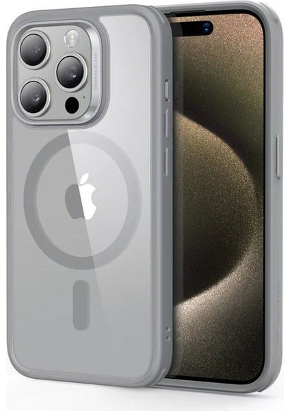 Iphone 15 Pro Halolock Mag Safe Hybrid Silikon Kılıf Şeffaf Gri
