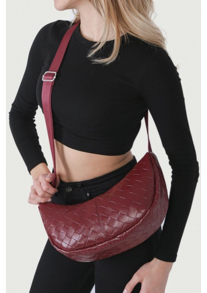 Yeşil Örgü Görünümlü Yarım Ay Çapraz Askılı El Ve Omuz Çanta 256 fiyatları