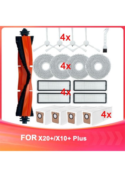 Xiaomi Robot Vakum Için X20+ / X20 Plus Vakum Süpürge Yedek Ana Yan Fırça Mop Bezi Filtre Parçaları (Yurt Dışından)