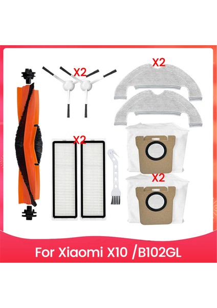 10 Adet Elektrikli Süpürge Fırça Toz Torbası Filtresi ve Paspas Bezi Xiaomi Için Set X10 B102GL Elektrikli Süpürge Yedek Parçaları (Yurt Dışından)