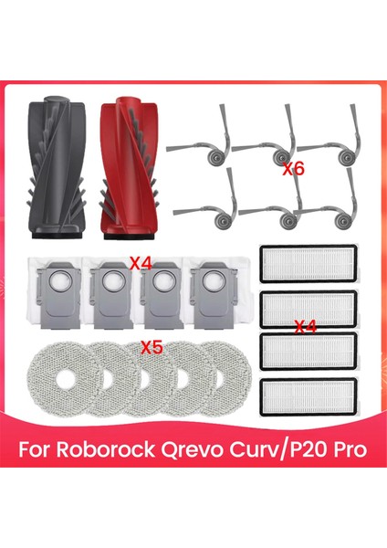Roborock Qrevo CURV/P20 Pro Aksesuarlar Için Vakum Süpürge Yedek Parçaları Fırça Fırlatma Filtre Paspas Çantaları (Yurt Dışından)
