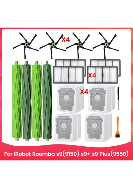 Irobot Roomba S9 (9150) Için Yedek Parçalar S9+ S9 Plus (9550) Serisi Vakum Süpürge Ana Yan Fırçalar Hepa Filtreleri (Yurt Dışından)
