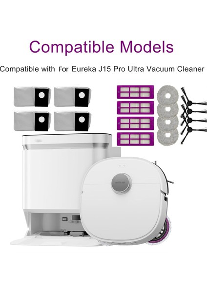 Eureka Için 16PCS J15 Pro Ultra Robot Vakum Süpürge Aksesuarları Yan Fırça Filtre Mop Bez Toz Çanta Yedek Parçaları (Yurt Dışından) indirimleri