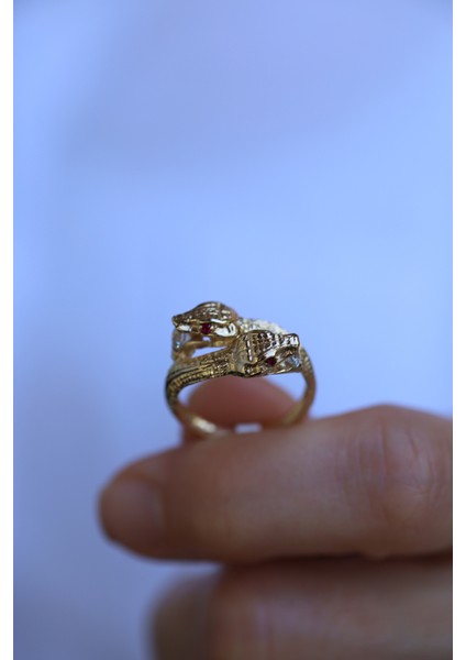 14 Ayar Altın Çift Başlı Yılan Yüzük fırsatları