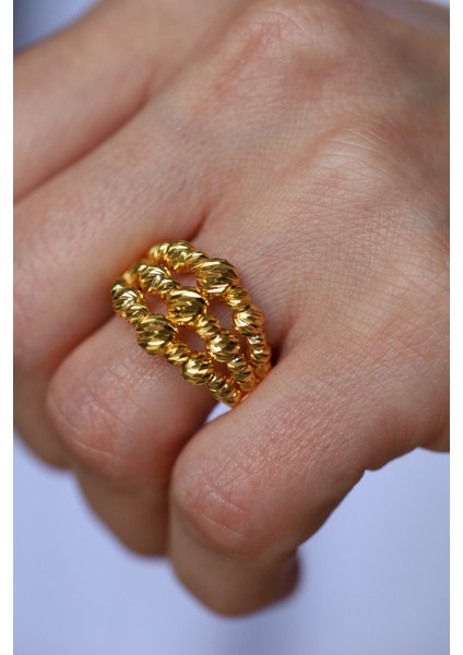 14 Ayar Altın Cimarlı Üçlü Dorika Yüzük fiyatları