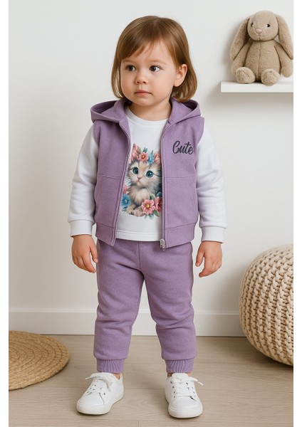 Çocuk Uzun Kol Tişörtlü Waffle Mevsimli3 Lü Takım