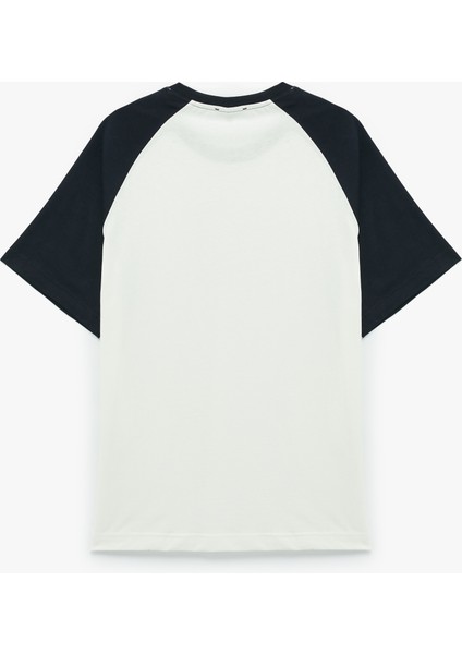 Kısa Kollu Bisiklet Yaka Renk Kontrastlı Pamuklu Oversize Baskılı Tişört fırsatları