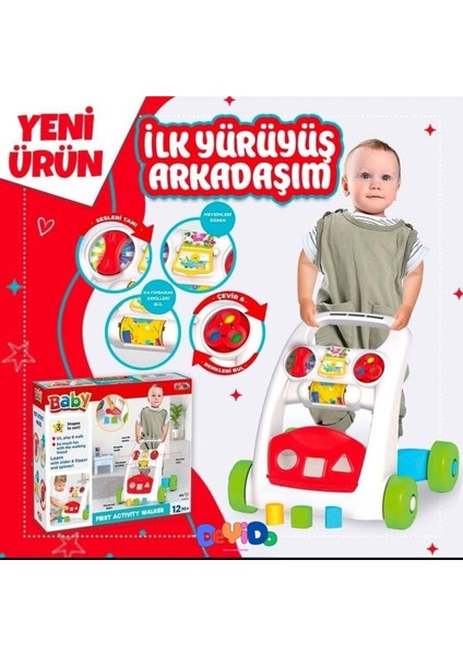 Bebek Yürüme Yardımcısı Ilk Yürüyüş Arkadaşım - Eğlenceli Yürüteç Araba Ilk Adım Arabası Oyuncaklı