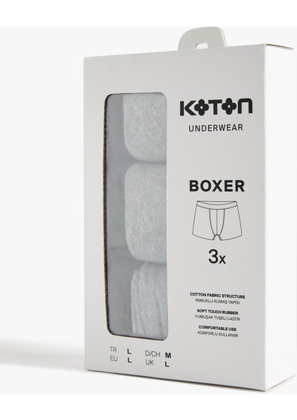 Pamuklu Basic 3'lü Boxer Seti fiyatları