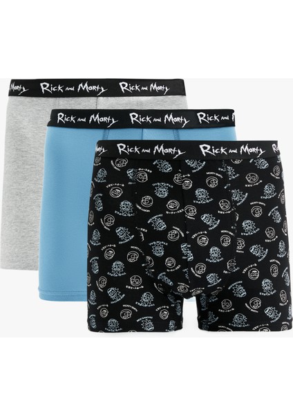 Lisanslı Rick And Morty Baskılı Pamuklu 3'lü Boxer Set