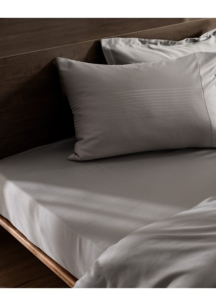Reveire King Size Pamuklu Bambu Armürlü Nevresim Takımı - Gri