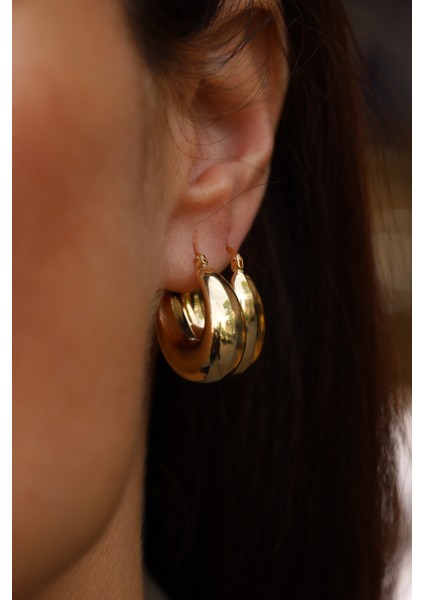 14 Ayar Altın Kalın Bombeli Yarım Halka Küpe fiyatları