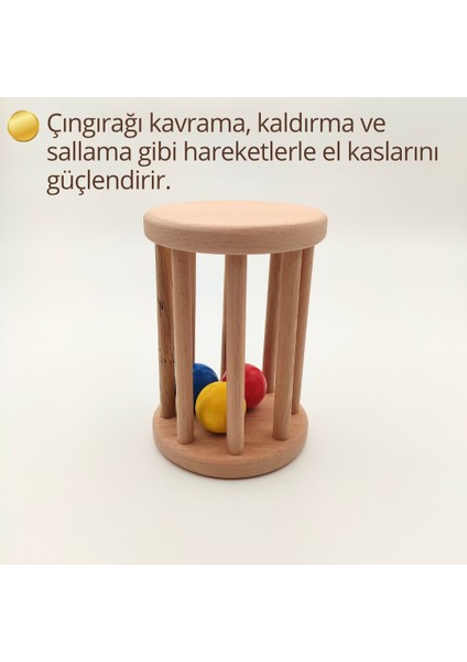 Montessori Silindir Çıngırak, 3-12 Ay Bebekler Için Ahşap El Yapımı Oyuncak, Duyusal ve Motor Gelişim fiyatları