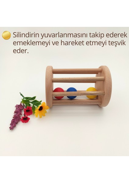 Montessori Silindir Çıngırak, 3-12 Ay Bebekler Için Ahşap El Yapımı Oyuncak, Duyusal ve Motor Gelişim fırsatları