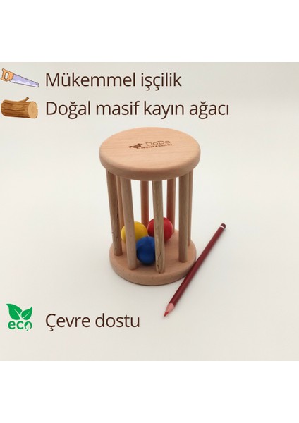 Montessori Silindir Çıngırak, 3-12 Ay Bebekler Için Ahşap El Yapımı Oyuncak, Duyusal ve Motor Gelişim indirimleri