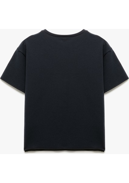 Bisiklet Yaka Baskılı Kısa Kollu Sweatshirt fiyatları