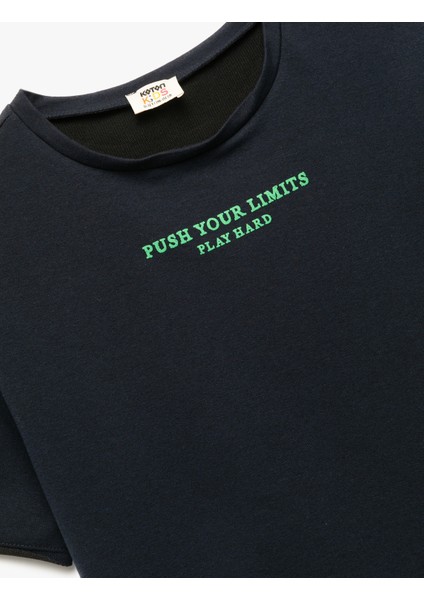 Bisiklet Yaka Baskılı Kısa Kollu Sweatshirt modelleri