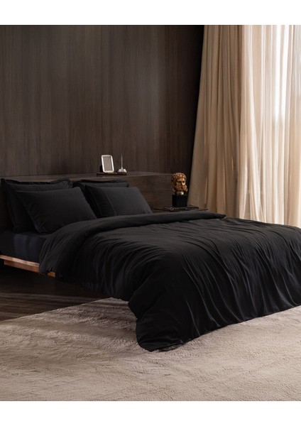 Reverie King Size Bambu Armürlü Nevresim Takımı - Siyah
