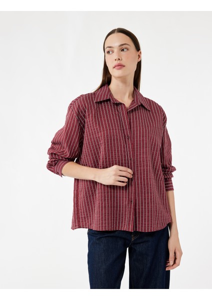 Regular Fit Uzun Kollu Kaçık Yaka Gömlek