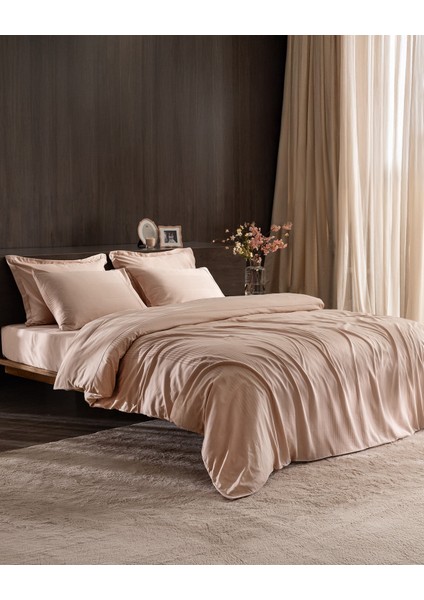 Reverie King Size Bambu Armürlü Nevresim Takımı - Somon