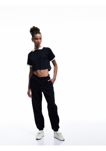 Fermuarlı Cepli Beli Lastikli Şardonlu Jogger Eşofman Altı