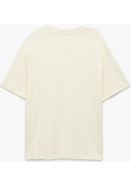 Pamuklu Kısa Kollu Bisiklet Yaka Oversize Baskılı Tişört fiyatları