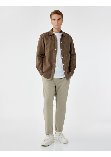 Straight Fit Pike Kumaş Cep Detaylı Beli Bağcıklı Pantolon