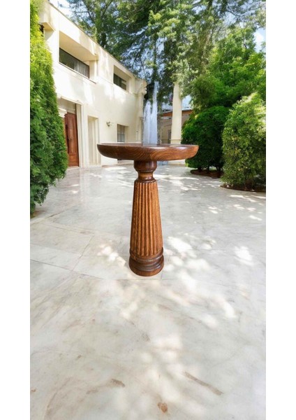 Rustik Doğal Ahşap Yan Sehpa – Tekli Mantar Model Açık Ceviz Sehpa